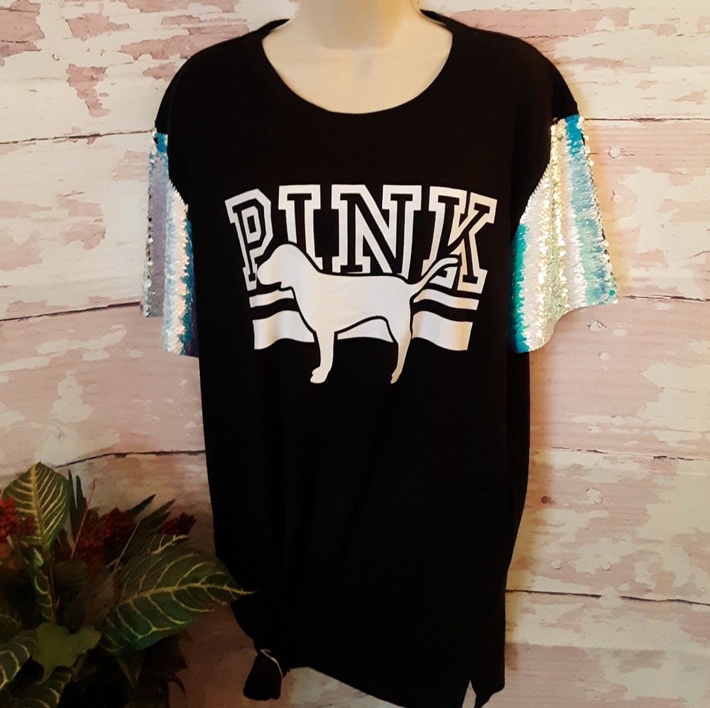 NIB. VS PINK SPECIAL EDITION CAMPUS BLING LOGO TEE